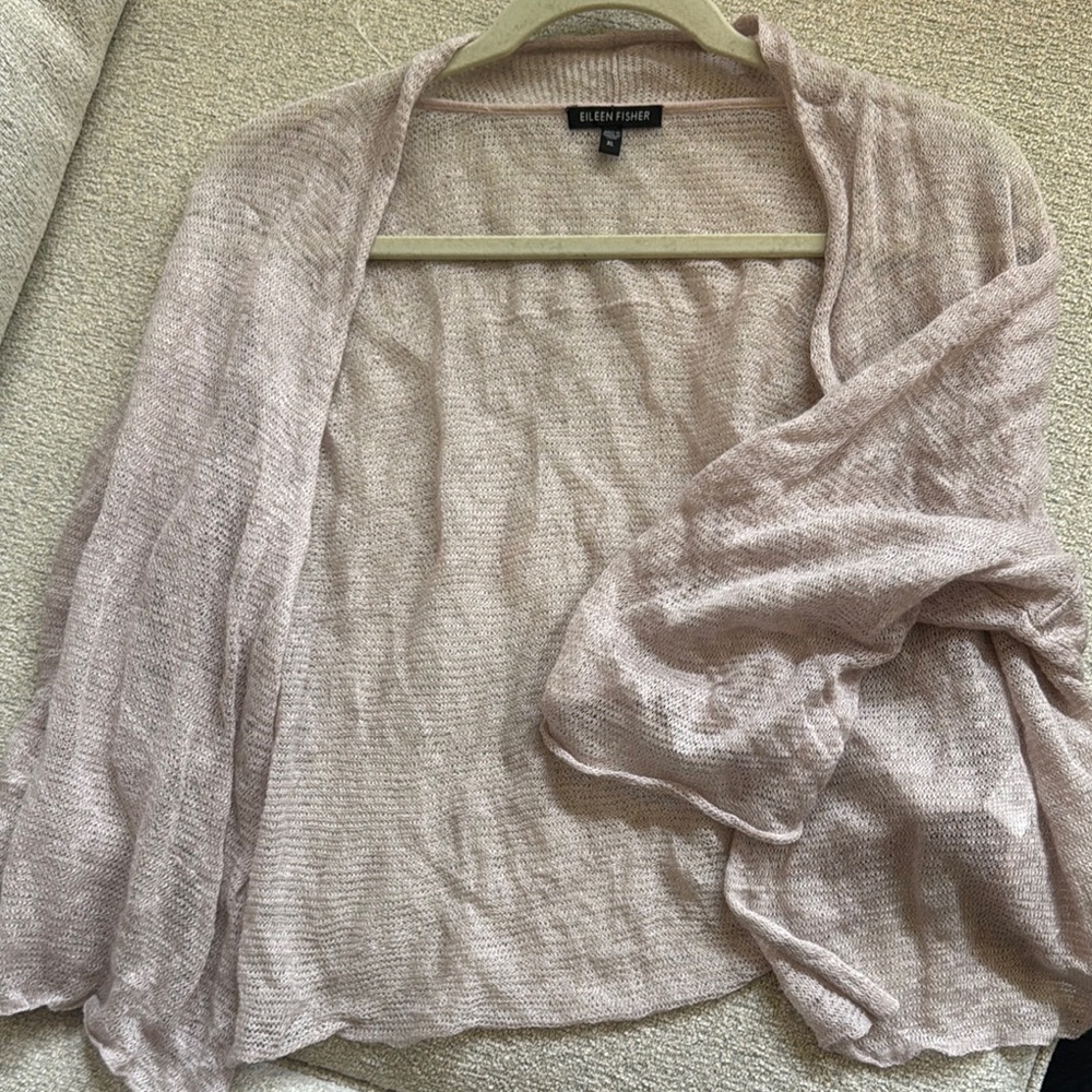 Eileen Fisher Women's Soft Pink Open-Front Shrug - Picture 8 of 8